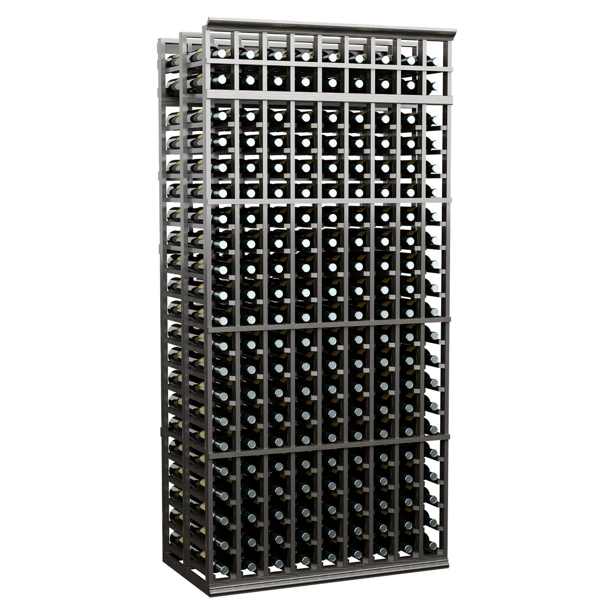 9-column double-deep wine bottle rack, black metal frame with grid bottle holders