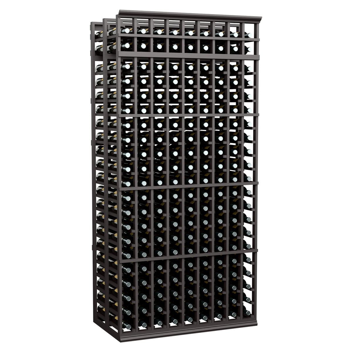 9-column double-deep wine bottle rack, black metal frame with grid bottle holders