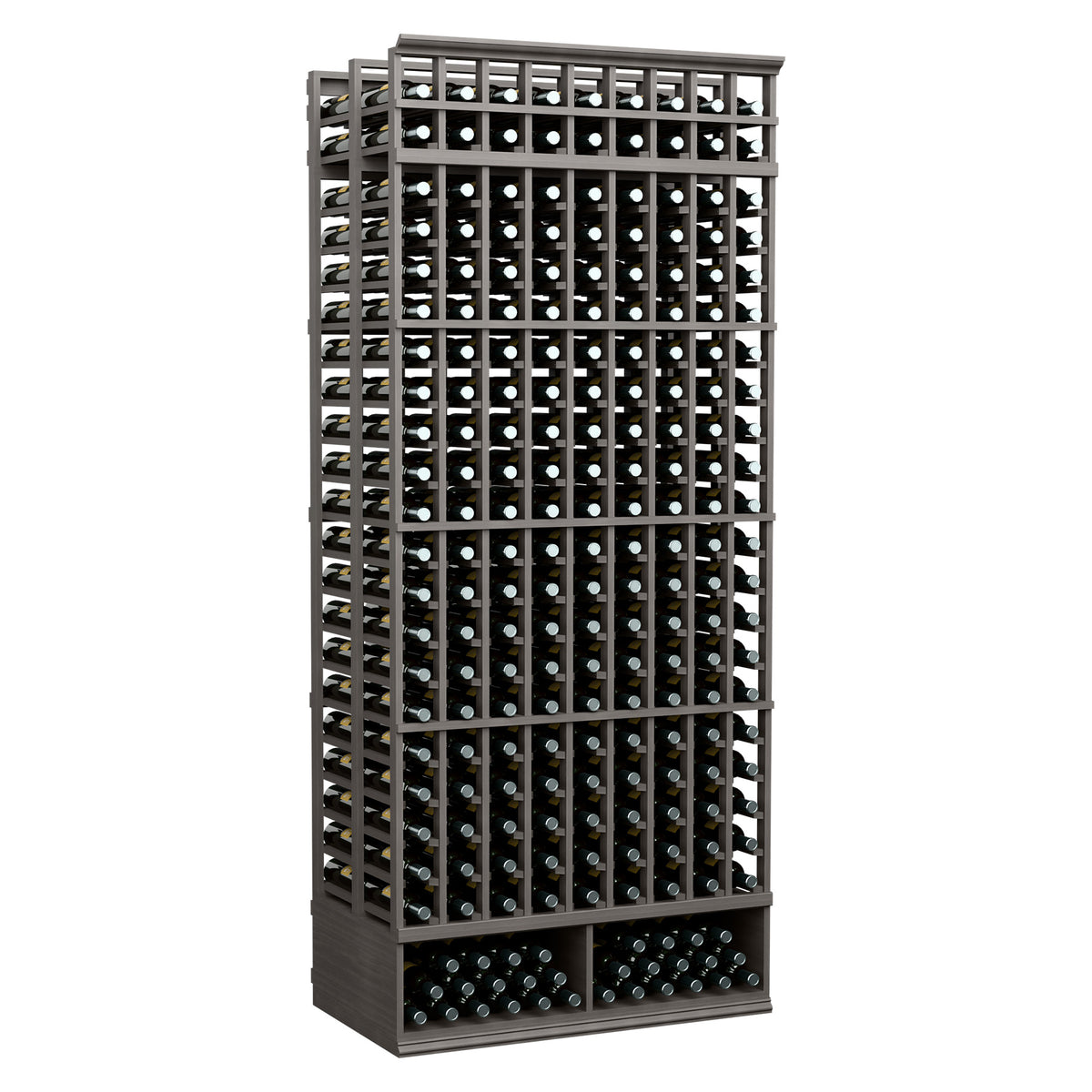 9-column double-deep wine bottle rack, dark gray frame with bottle grid storage
