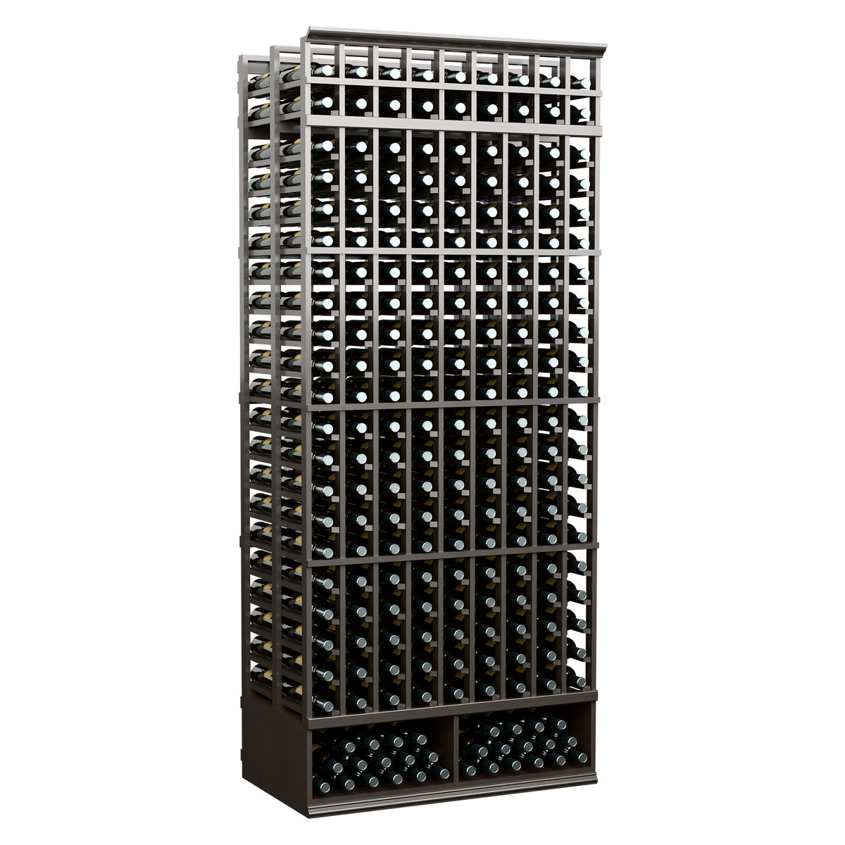 9-column double-deep wine bottle rack, black metal frame with bottle grid storage