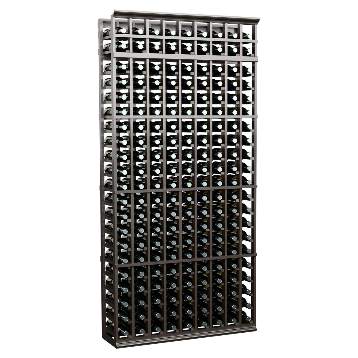 7-ft wine bottle rack with dark gray frame and neatly arranged bottle openings