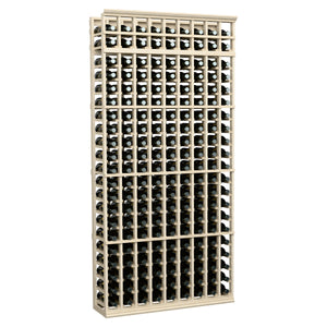 9-column wine rack with white wood frame and evenly spaced bottle slots