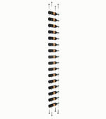 16-bottle wine storage rack with floating bottle slots and dark metal end posts