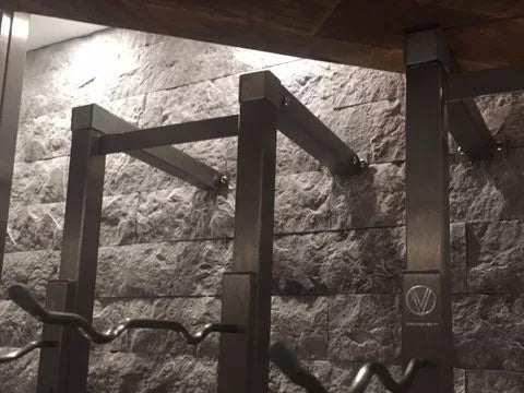 Floating frame bridge in matte black with wall mounting brackets
