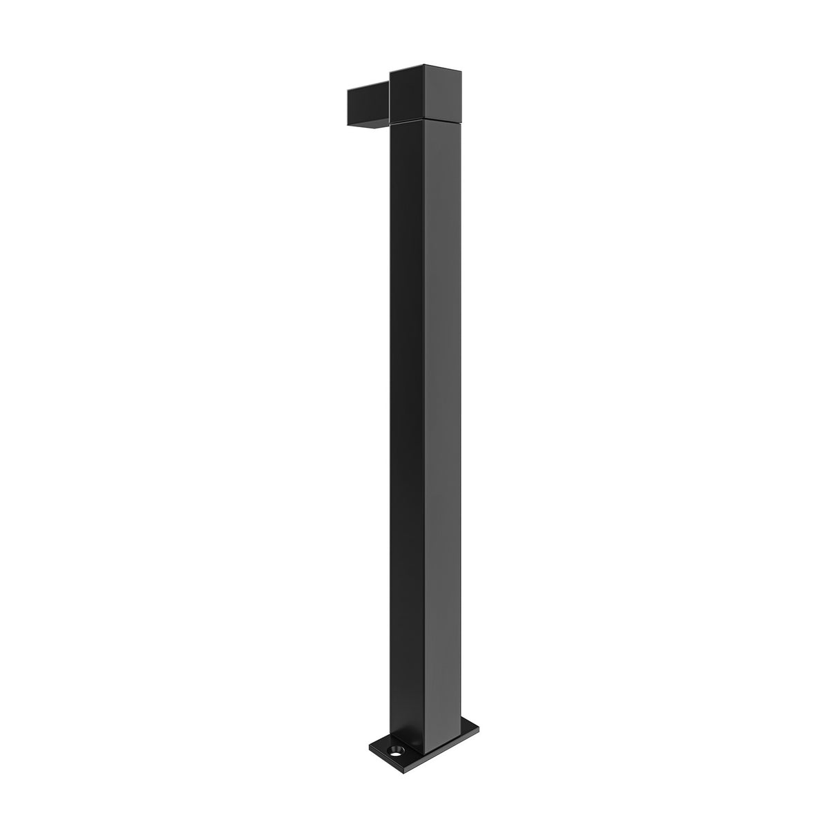 Matte black elbow standoff bracket with square base plate for floating wall frames