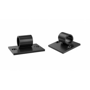 Black angled base plate with two wall-mount bottle holders on a square plate