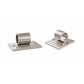 Silver-toned angled base plate with two wall-mount bottle holders on a square plate