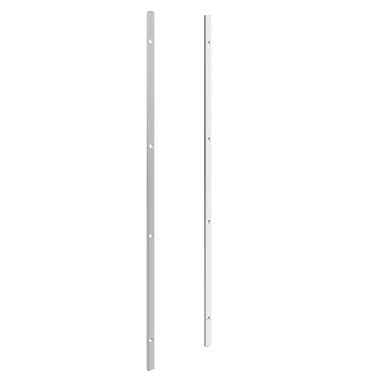 Two metal wall frame backer bars with mounting holes, light silver-gray finish