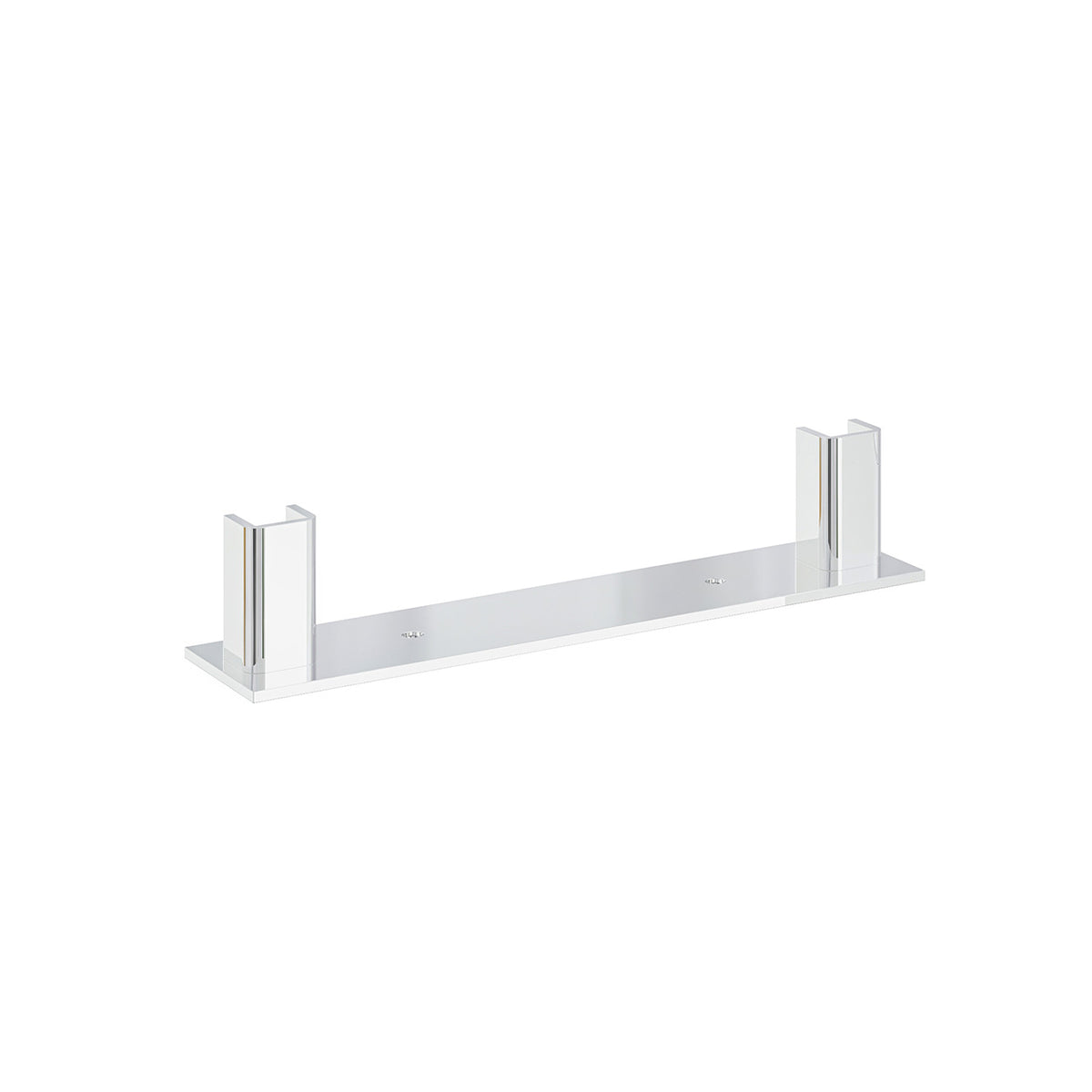 Chrome floating frame base plate with two vertical posts and mounting holes