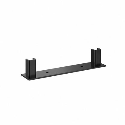Matte black floating frame base plate with two vertical posts and mounting holes