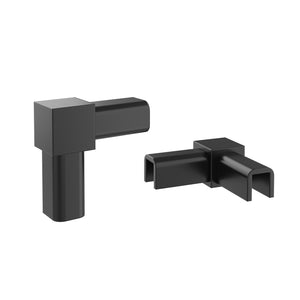 Matte black floating frame elbow wall bracket with two short open U mounts