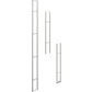 Floating wall frame set with vertical rails and horizontal dividers, brushed nickel
