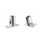 Floating frame hidden base plate with upright support and square mounting base, chrome finish