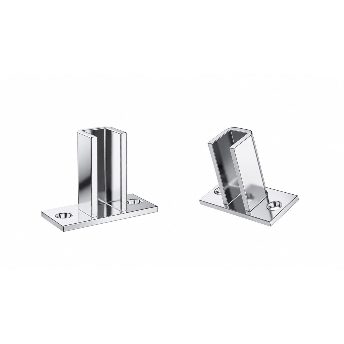 Floating frame hidden base plate with upright support and square mounting base, chrome finish