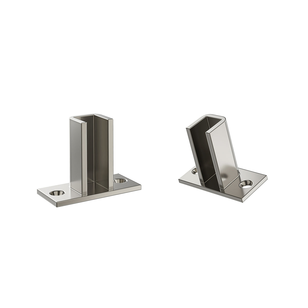 Floating frame hidden base plate with upright support and square mounting base, brushed metal finish