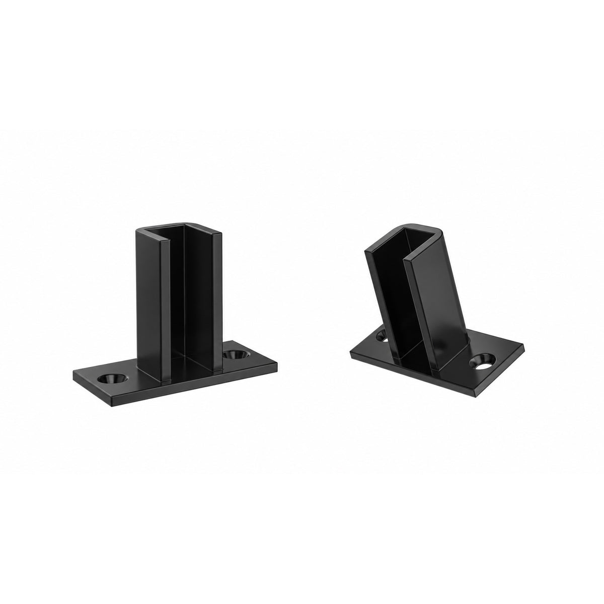 Floating frame hidden base plate with upright support and square mounting base, matte black finish