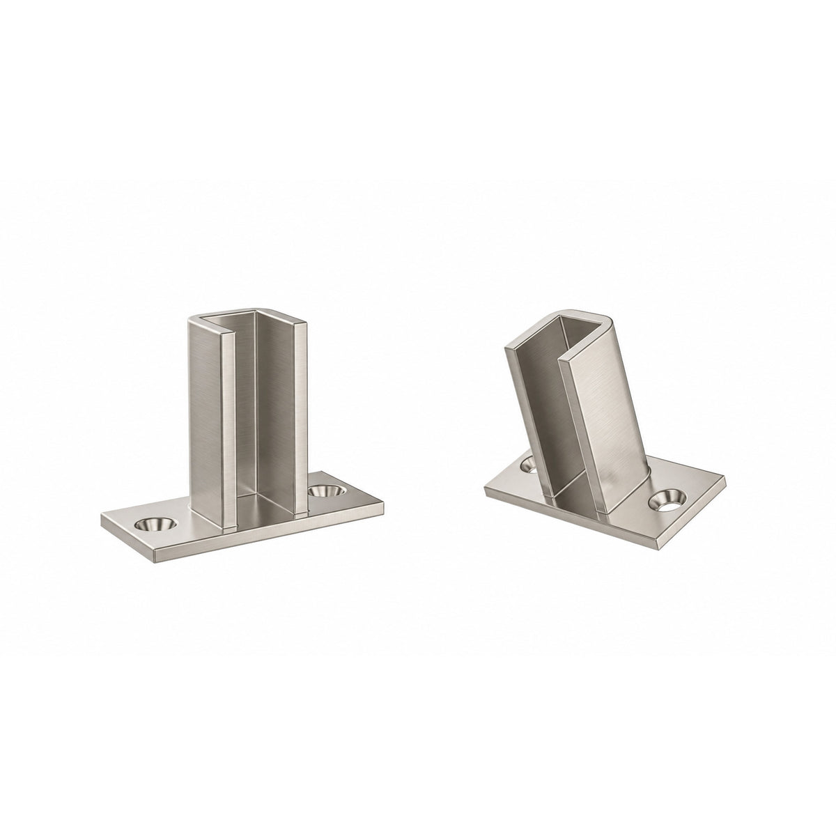 Floating frame hidden base plate with upright support and square mounting base, silver/bronzed finish