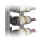 Side view of single-sided floating wine rack kit with three bottle rows and holders