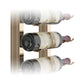 Wall floating wine rack kit from the side, showing bottles in three horizontal levels