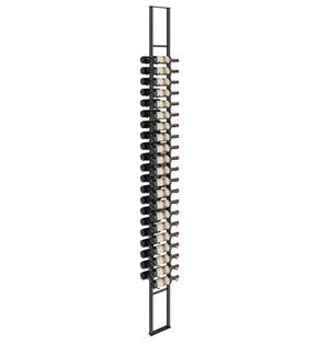 Wall-mounted double-sided floating wine rack with bottle holders and black frame