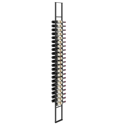 Wall-mounted double-sided floating wine rack with bottle holders and black frame