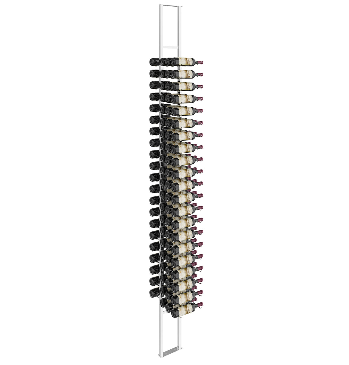 Double-sided floating wine rack frame with bottle holders, gold finish
