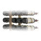 Double-sided floating wine rack kit with bottle holders, three rows, and corked wine bottles