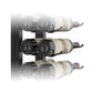 Floating wall wine rack kit with wine bottles held in circular supports, 3 tiers