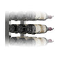 Wall-mounted wine rack kit with dark metal holders, single-sided, for wine bottles