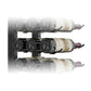 Wall-mounted wine rack kit with dark metal frame and holders, single-sided, bottles shown