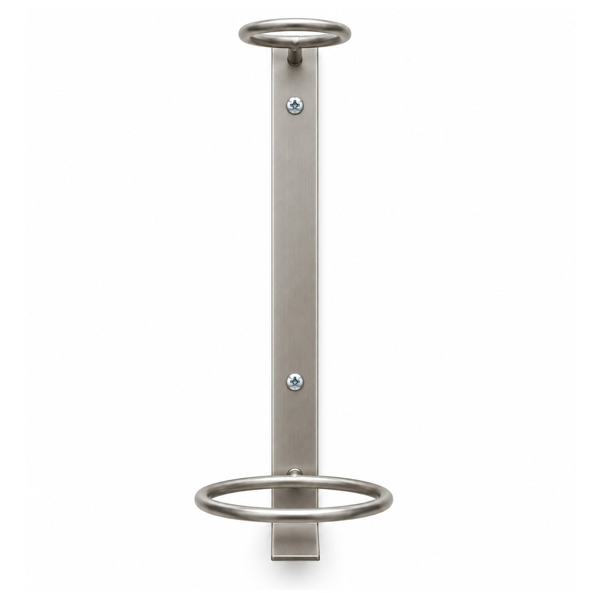 Silver wall bottle perch with two circular rings and mounting bracket, no bottle