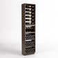 Wine bottle storage cabinet with 4-column rails, wood finish, side racks and wine slots