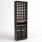 Wood wine bottle rack with 6 columns, wine glass holders, and storage bins