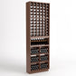 Wood wine bottle rack with 6 columns, bottle cradles, and square storage bins