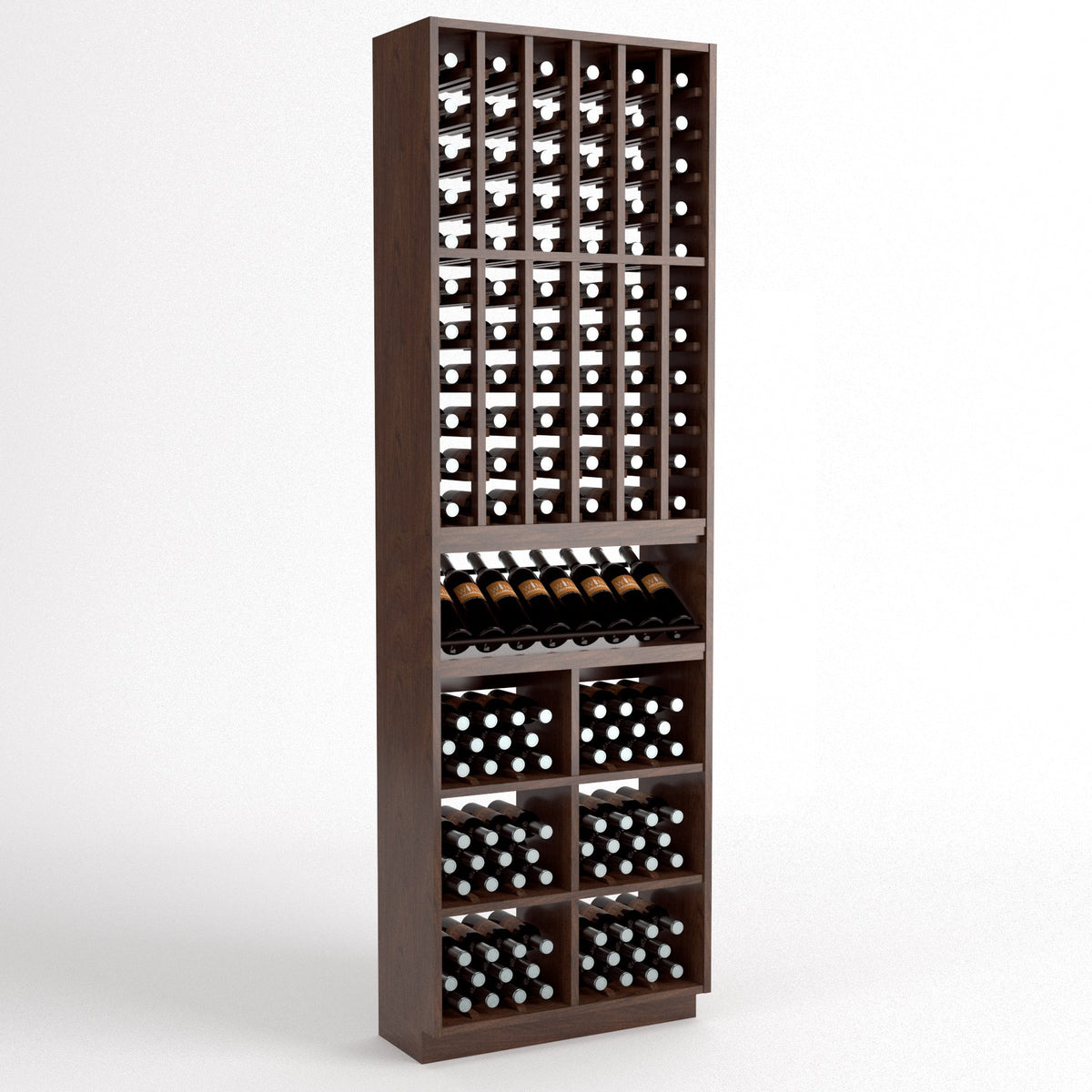 Wood wine bottle rack with 6 columns and built-in bottle storage cubbies