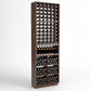 Espresso-stained wine bottle rack with 6 columns, bottle cradles, and bins