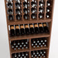 Wood wine rack section with bottle column display plus lower cubbies for horizontal bottles