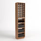 Freestanding wooden wine cellar rack with bottle grid storage and multiple wine bottle drawers