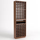 Medium brown wood wine bottle cellar rack with bottle slots and a center wine display shelf