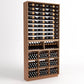 Espresso-toned wood wine storage cabinet with top bottle rails and front cubby compartments