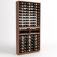 Medium-dark wood wine storage cabinet with 9 columns and two-tier bottle storage