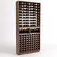 Wood wine rack with top horizontal bottle rails and bottom vertical bottle slots