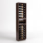 Dark wood 4-column wine bottle rack cabinet with a lower wine glass holder