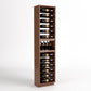 Espresso-toned wine rack cabinet with four bottle rails and bottom tray for wine bottles