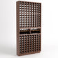 9-column wine bottle rack with two-tier bottle display shelves, dark wood frame