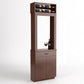 Cabinet-style wine tasting station front view with wine rack, open display, lower cabinet