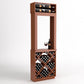 Full view wood wine tasting station with top bottle slots and front diamond wine rack.