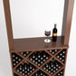Wine tasting station with diamond-cube wine rack, tabletop display and bottle with glass, dark brown wood