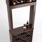 Light brown wine tasting station with side bottle display, serving shelf, and diamond-pattern cubbies