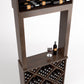 Wood wine tasting station with top bottle shelf and diamond-cube bottle storage